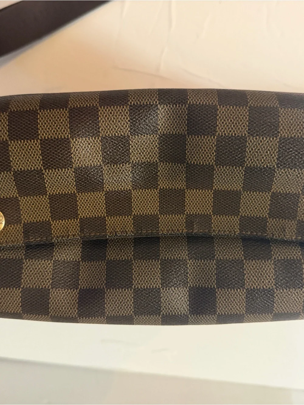 Louis Vuitton Damier Ebene Checkered Messenger Bag in Brown